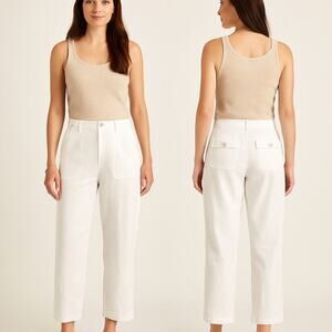 SUNDANCE White Linen Blend Utility Pants - Size Petite 8